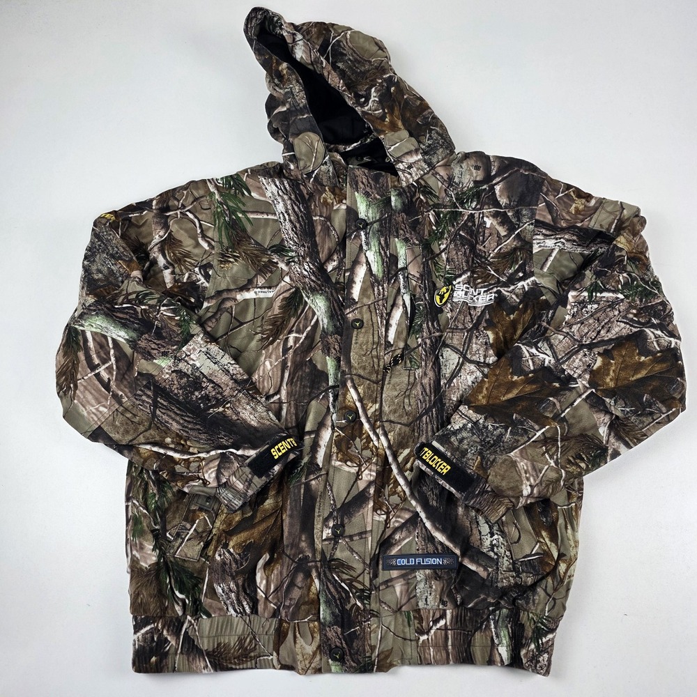 Scent Blocker Cold Fusion Realtree Camo Hunting Jacket‎ Mens Large Hooded
